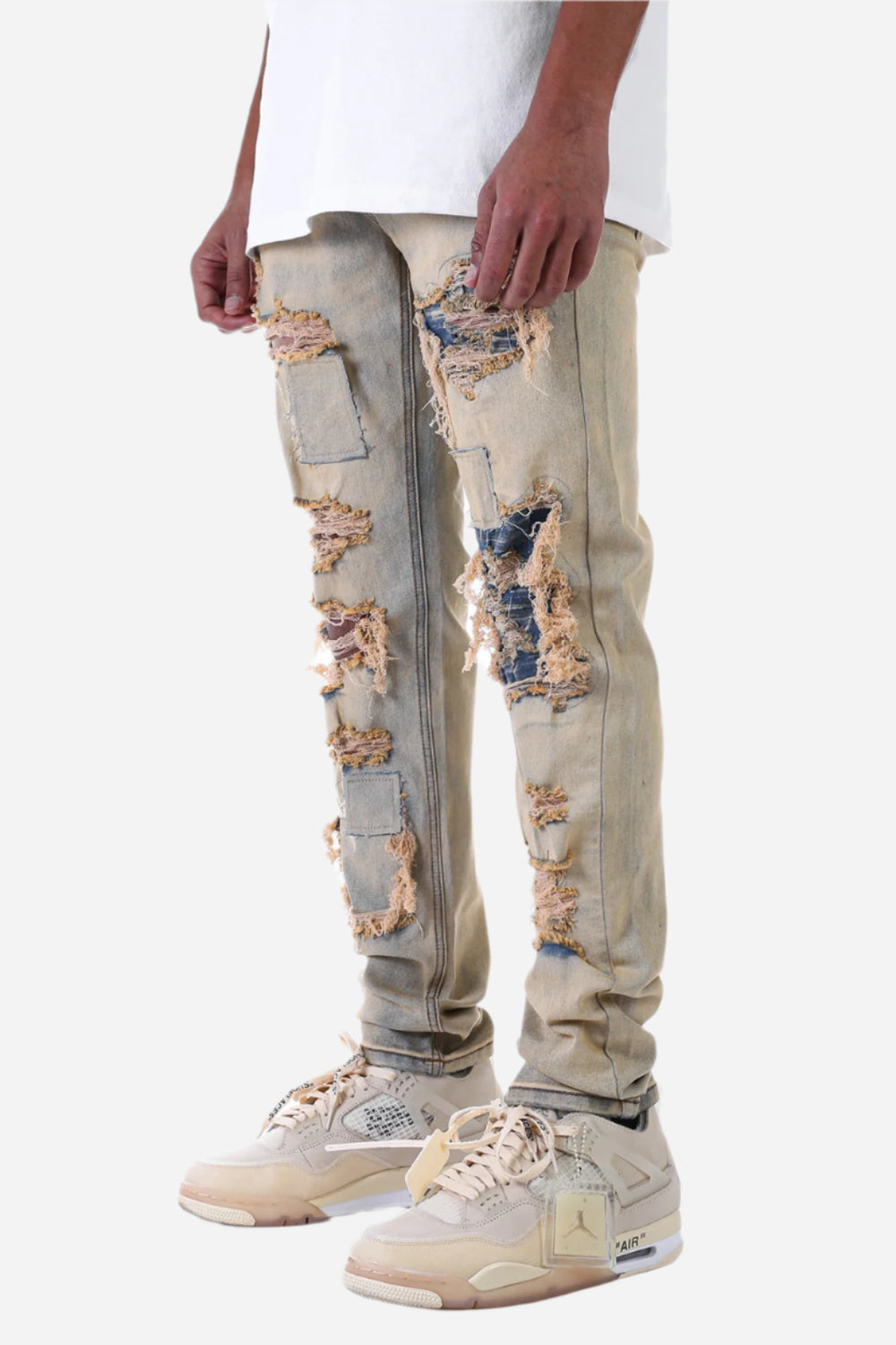 Tinted Blue Ripped Jeans - Ripped Jeans