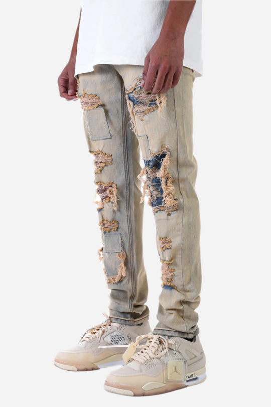 Tinted Blue Ripped Jeans - Ripped Jeans