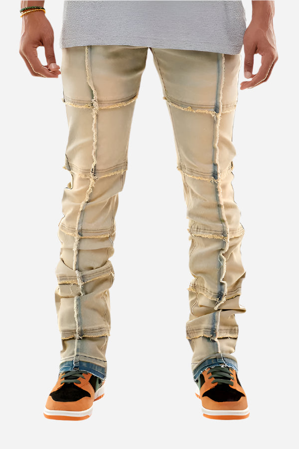 Tinted Blue Stacked Cut & Sew Jeans