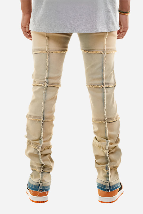 Tinted Blue Stacked Cut & Sew Jeans