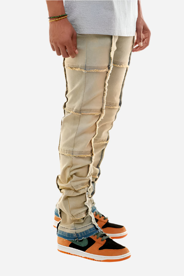 Tinted Blue Stacked Cut & Sew Jeans