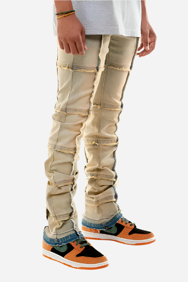 Tinted Blue Stacked Cut & Sew Jeans