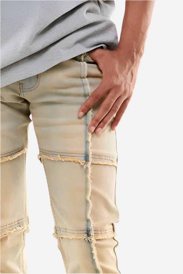 Tinted Blue Stacked Cut & Sew Jeans