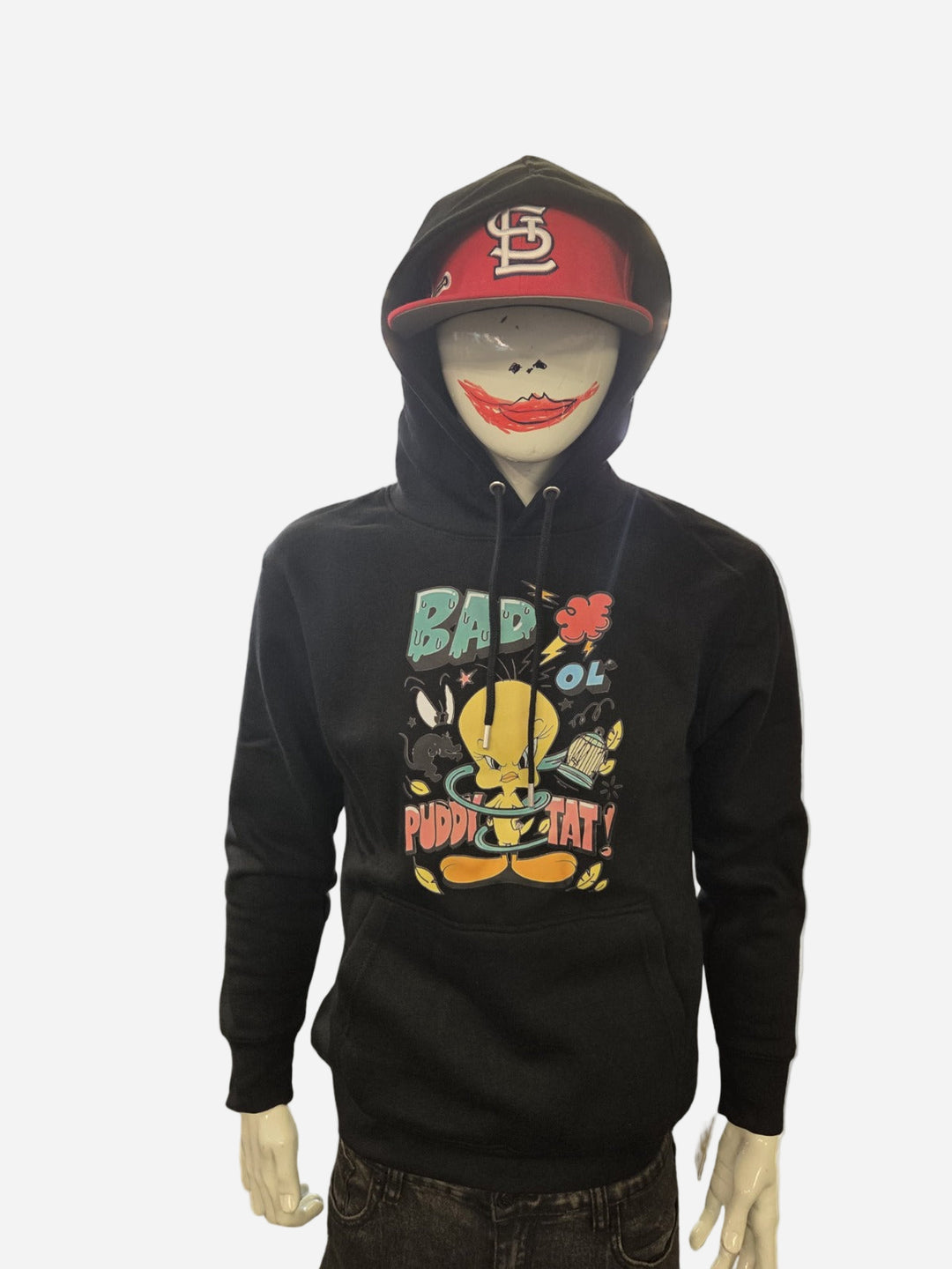 Looney Tunes Bad Ol' Puddy Tat Black Graphic Hoodie | Tweety Bird Streetwear Pullover