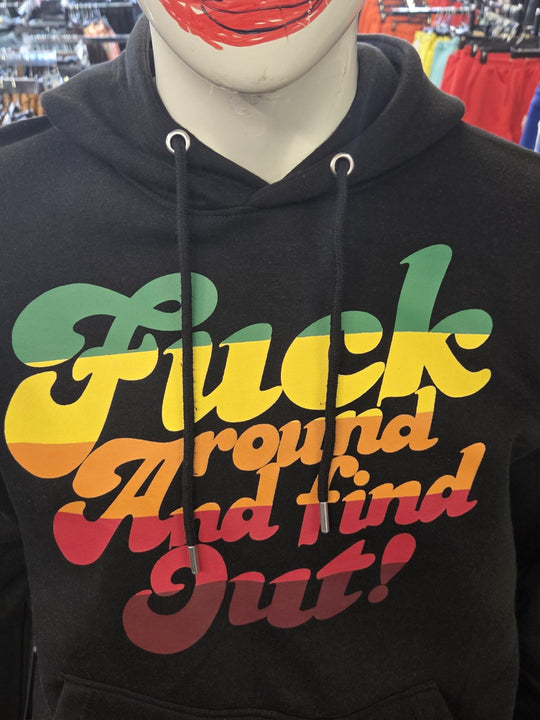 Rasta Retro Graphic Hoodie | Vibe Check "F*ck Around" Black Sweatshirt