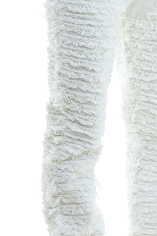 Men’s Red Stacked Ruched Jeans 