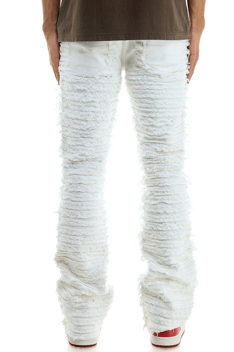 Men’s Red Stacked Ruched Jeans