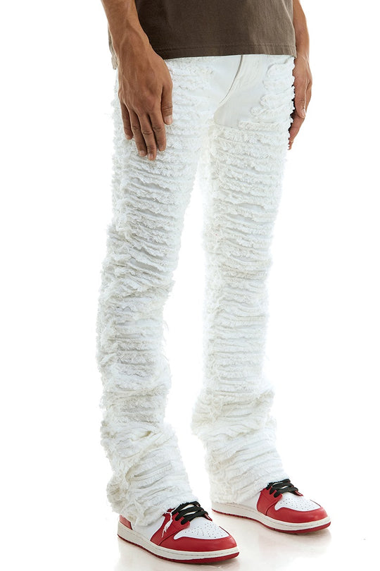 Men’s Red Stacked Ruched Jeans