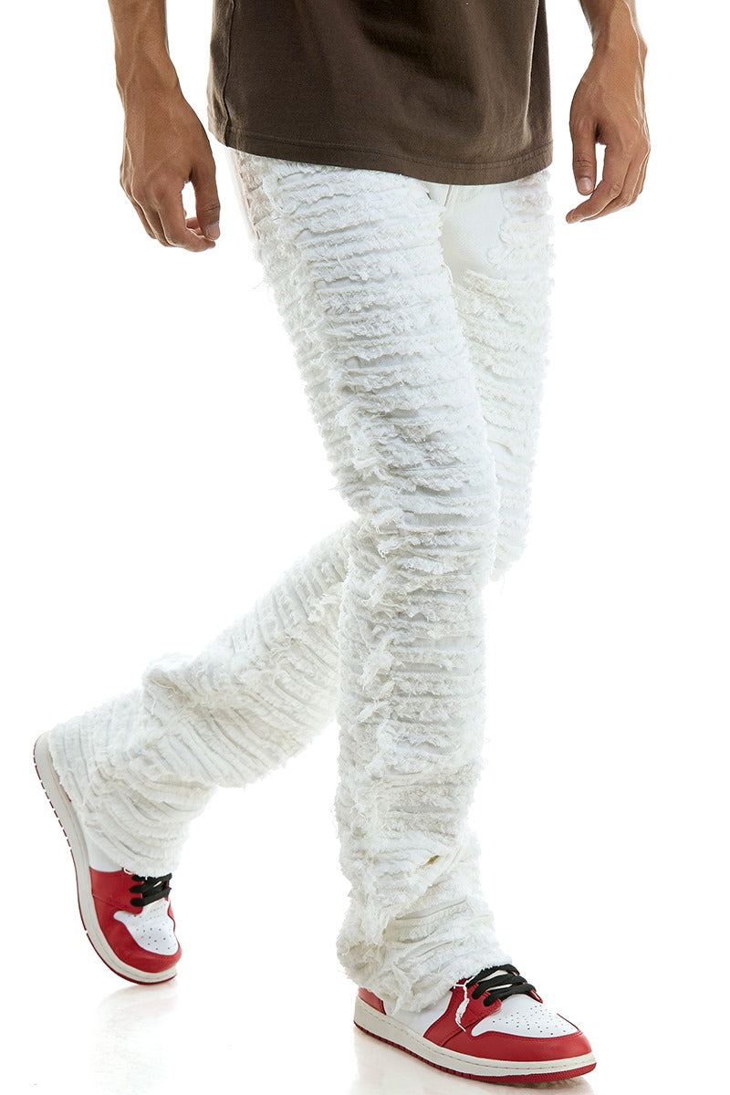 Men’s Red Stacked Ruched Jeans