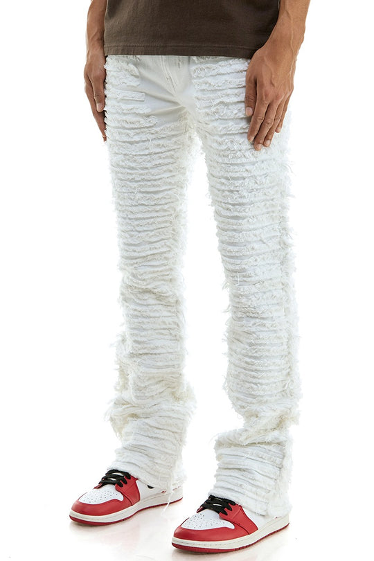 Men’s Red Stacked Ruched Jeans