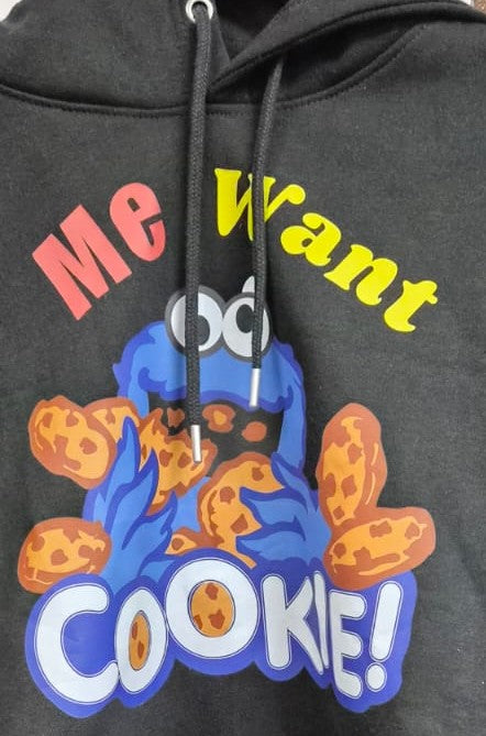 "Me Want Cookie!" Graphic Pullover Hoodie