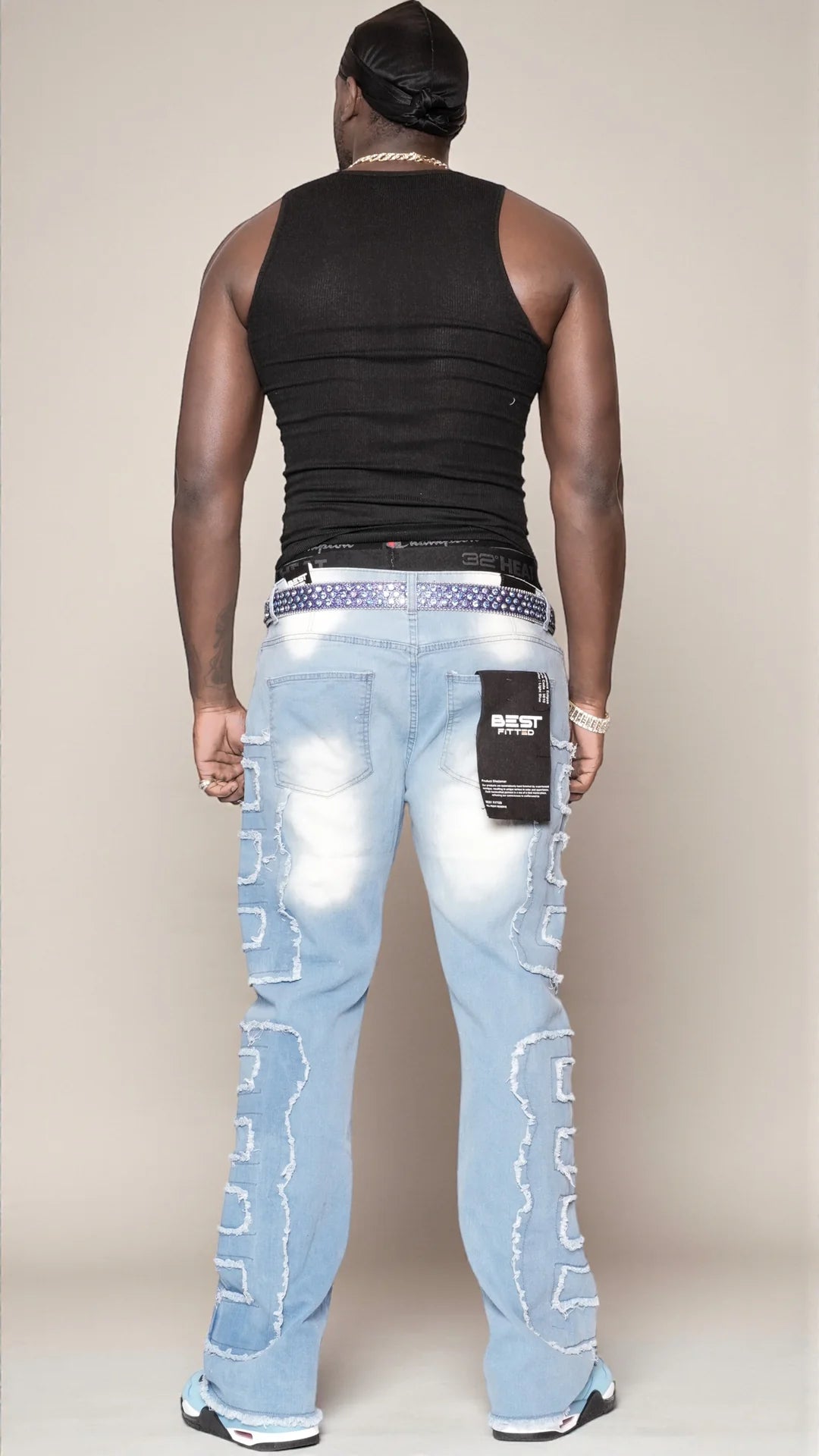 Men’s Stacked Jeans – Light Blue Premium Streetwear Denim for Modern Style and Comfort