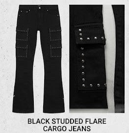 BLACK STUDDED FLARE CARGO