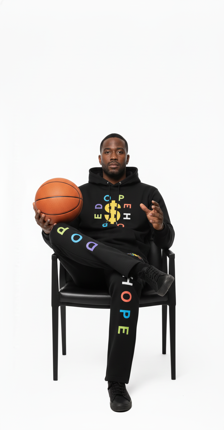 "Dope Hope" Streetwear Black Flare Sweatsuit Set