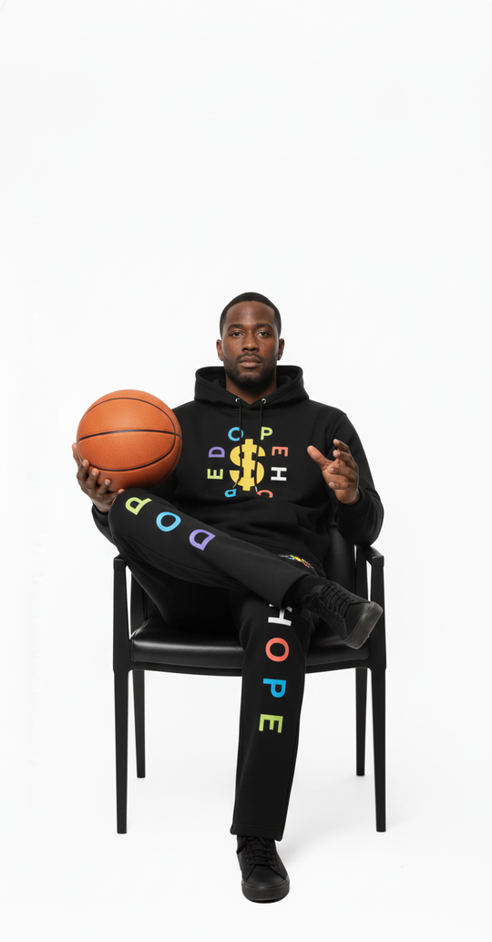 "Dope Hope" Streetwear Black Flare Sweatsuit Set