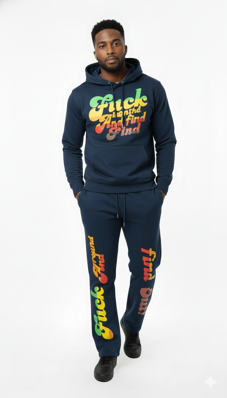"F*ck Around & Find Out" Gradient Streetwear Tracksuit - Blue