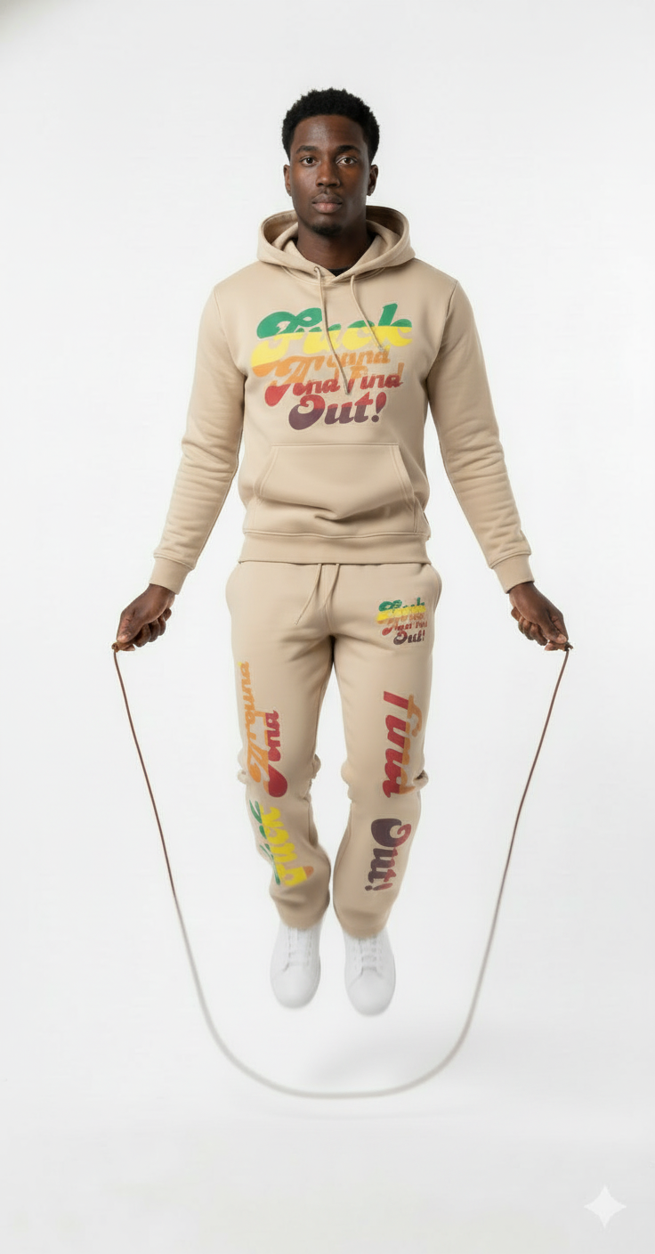 "F*ck Around & Find Out" Gradient Streetwear Tracksuit - White