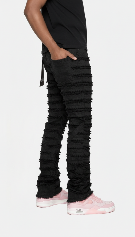 Men’s Stacked Jeans – Urban Edge Distressed Baggy Jeans