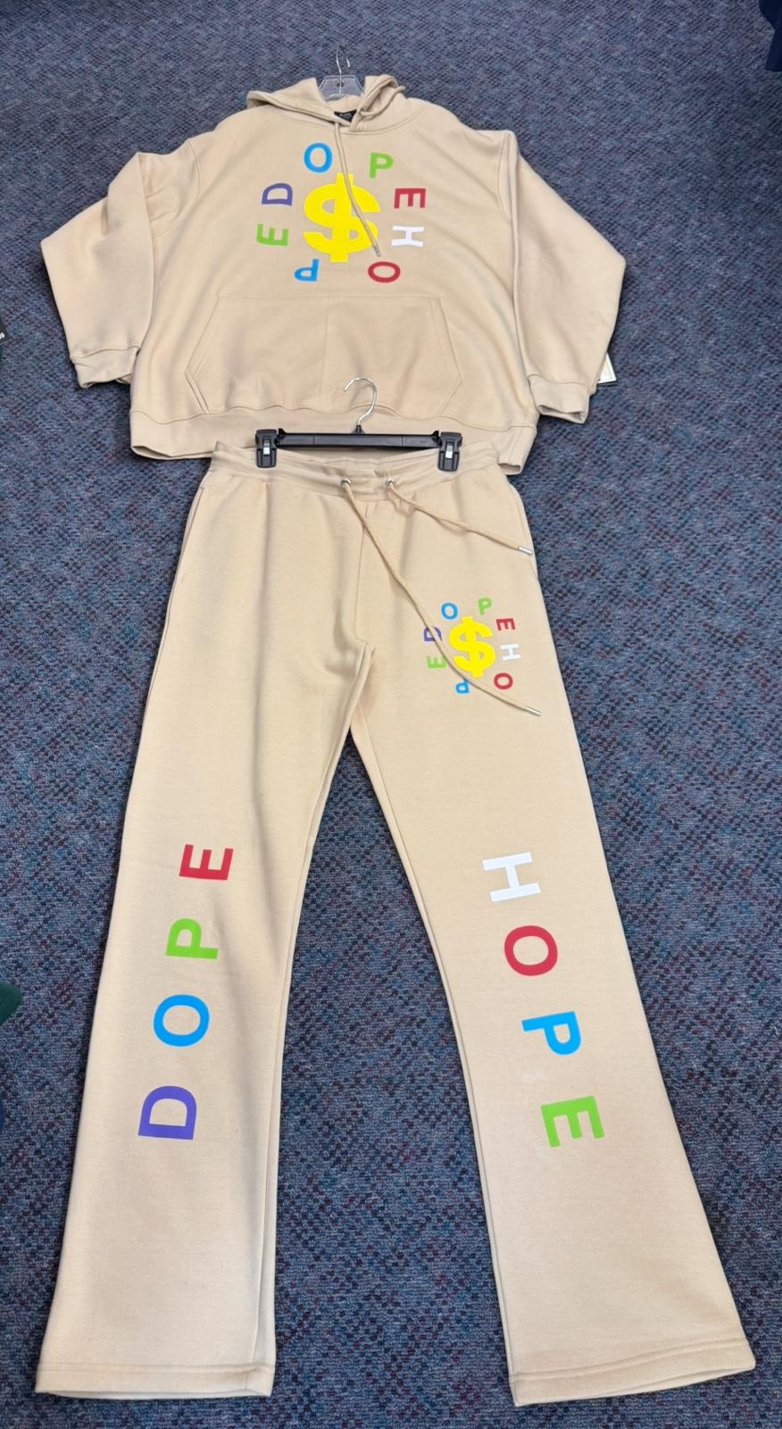 "Dope Hope" Streetwear Black Flare Sweatsuit - White