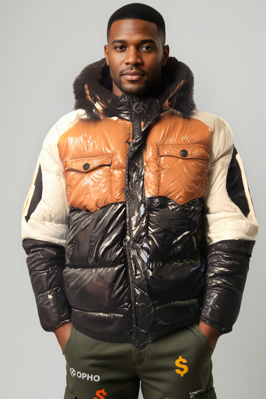Puffer Jacket with Faux Fur Trimmed Hood