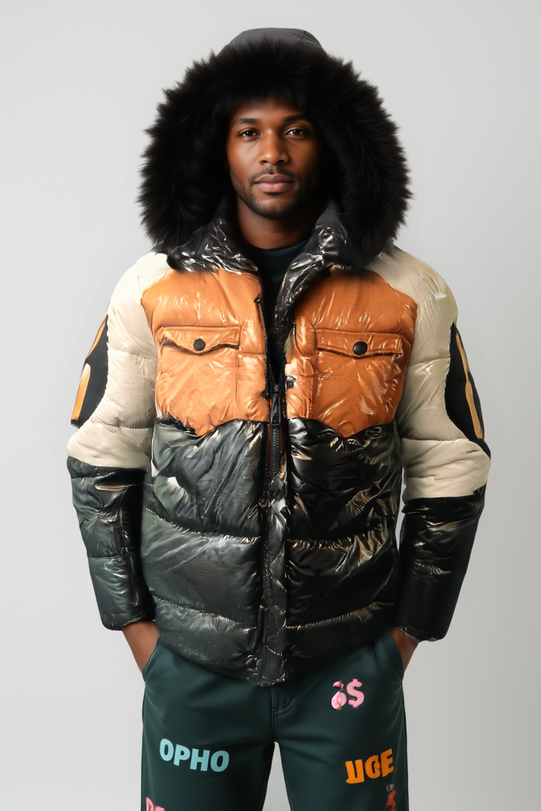 Puffer Jacket with Faux Fur Trimmed Hood