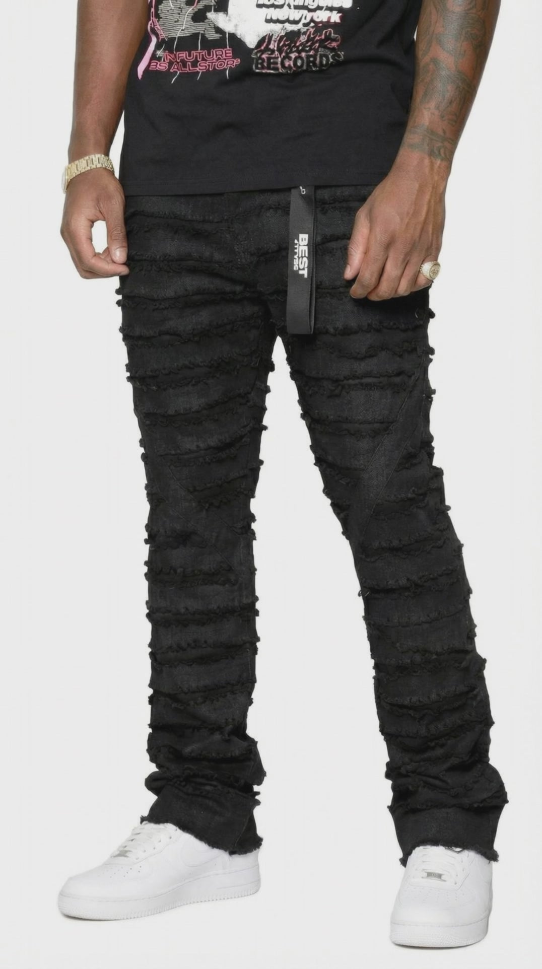 Men’s Stacked Jeans – Urban Edge Distressed Baggy Jeans