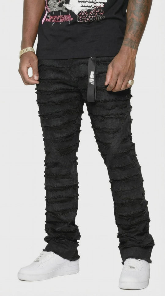 Men’s Stacked Jeans – Urban Edge Distressed Baggy Jeans