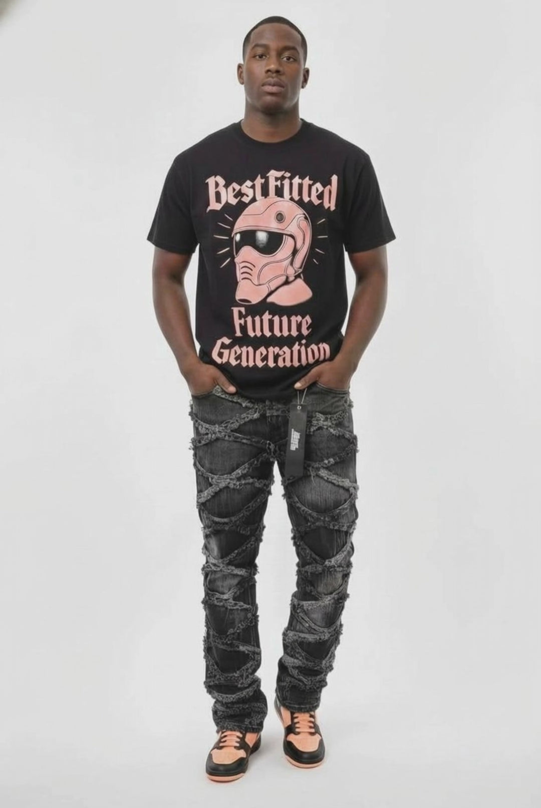 Best Fitted "Future Generation" Graphic Tee – Premium Black Streetwear with Helmet Motif