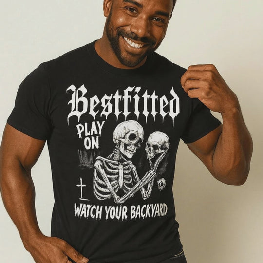 Bestfitted "Play On" Skeleton Graphic Tee | Premium Gothic Streetwear