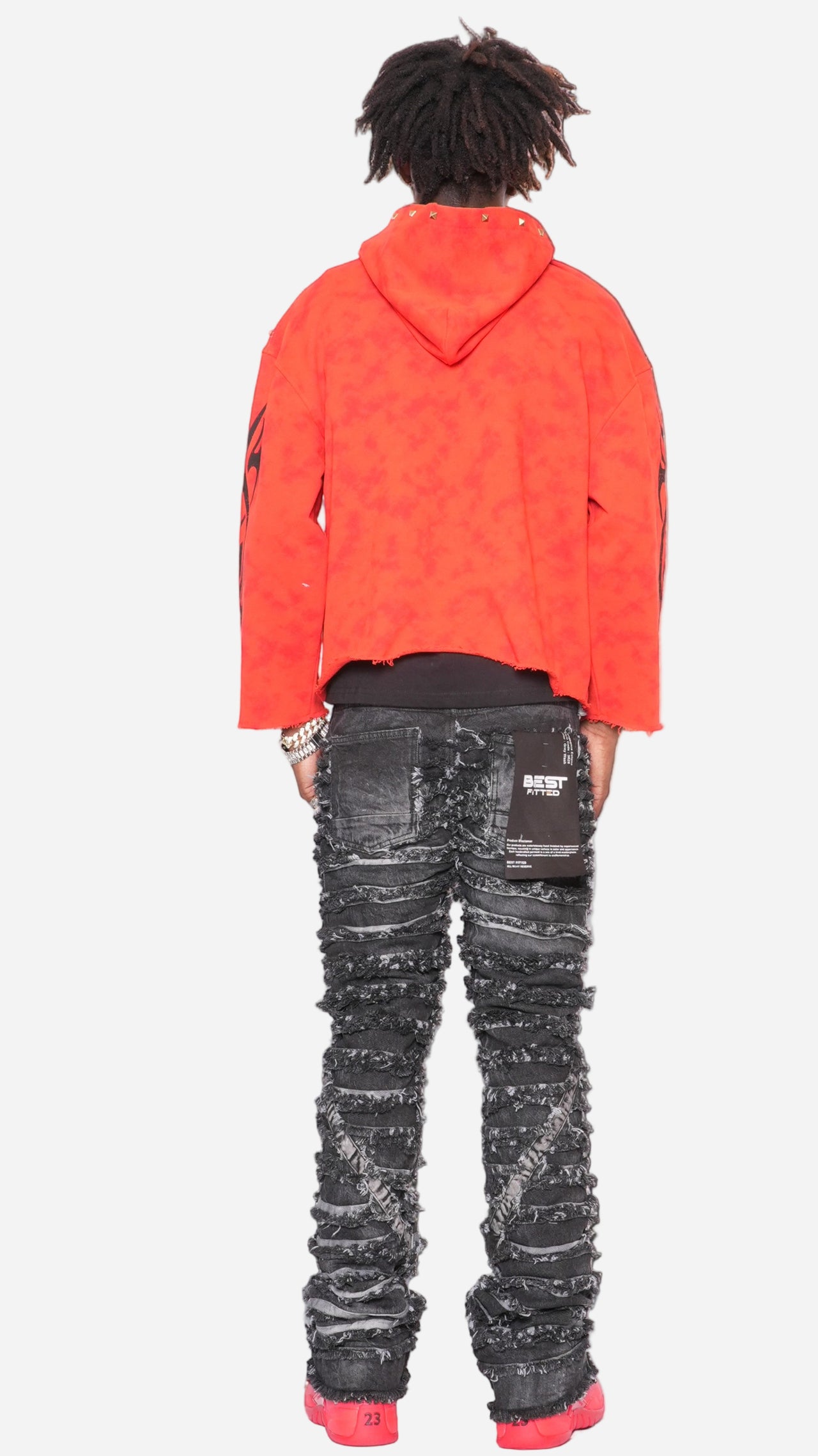 Extreme Ripped Stack Jeans - Best Fitted Black Fringe Layered Denim