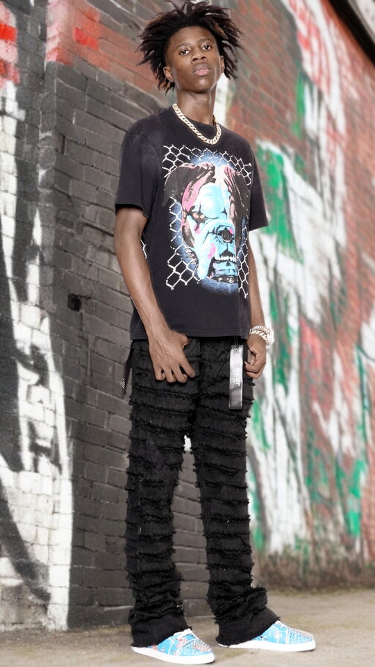 Men’s Stacked Jeans – Urban Edge Distressed Baggy Jeans