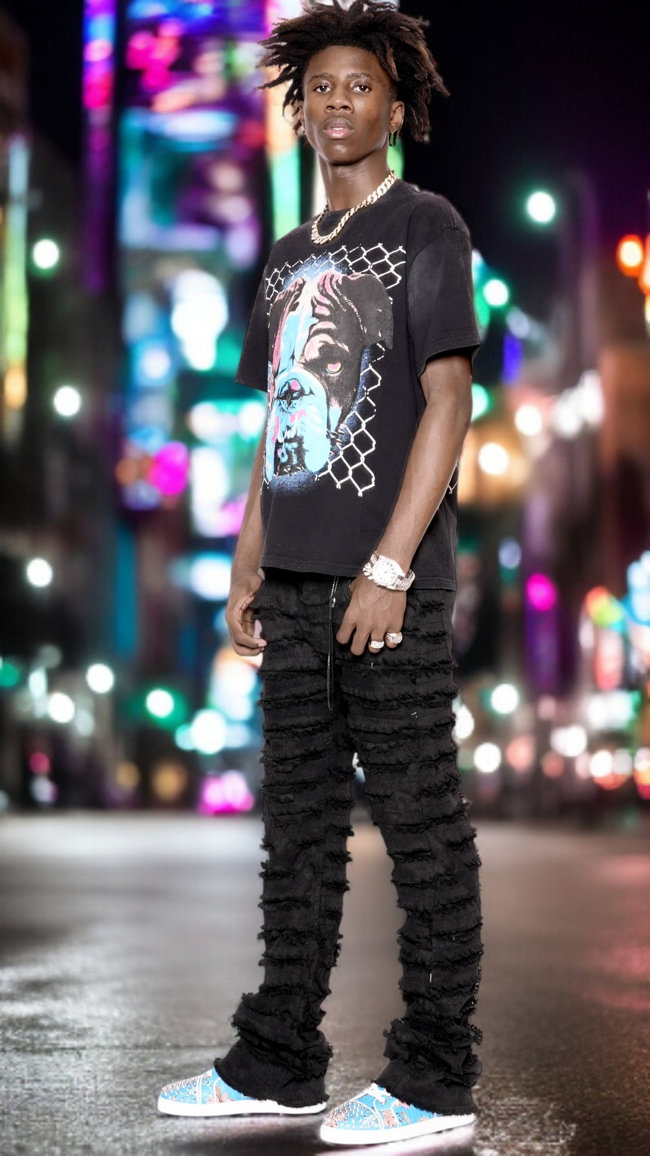 Men’s Stacked Jeans – Urban Edge Distressed Baggy Jeans