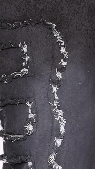 Rugged Urban Distressed Jeans - Best Fitted Black Stack with Fringe Cuts